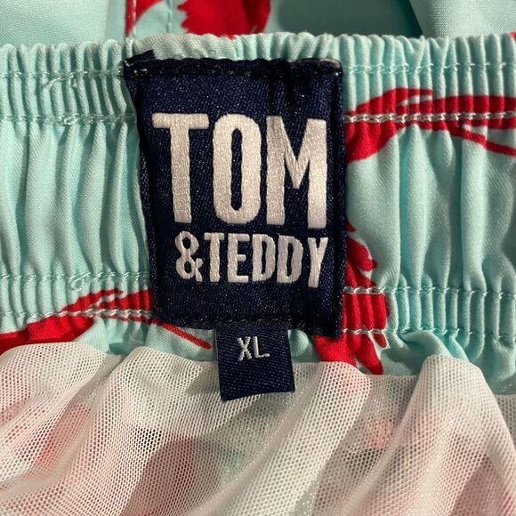 TOM & Teddy Red Parrot Print Swim Trunks Mens XL - Picture 5 of 7